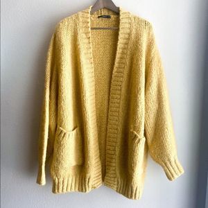 Zara yellow knit oversized cardigan sweater